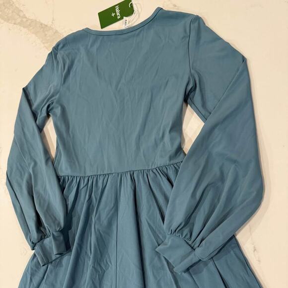 Halara NWT Breezeful V Neck Bishop Long Sleeve Flare Midi Dress Women's Small - Picture 6 of 8